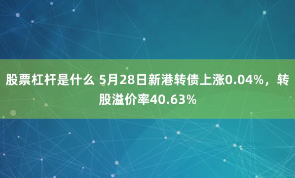 股票杠杆是什么 5月28日新港转债上涨0.04%，转股溢价率40.63%