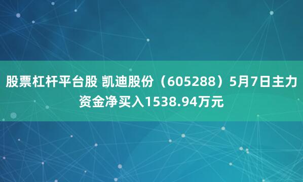 股票杠杆平台股 凯迪股份(605288)5月7日主力资金净买入1538.94万元