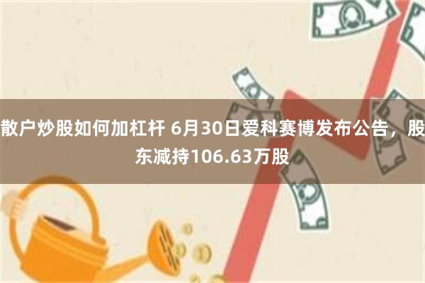 散户炒股如何加杠杆 6月30日爱科赛博发布公告，股东减持106.63万股