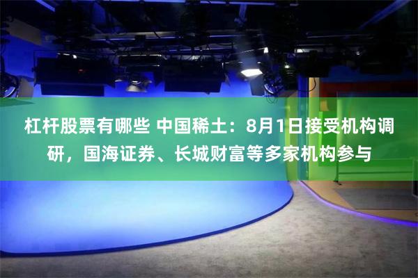 杠杆股票有哪些 中国稀土：8月1日接受机构调研，国海证券、长城财富等多家机构参与