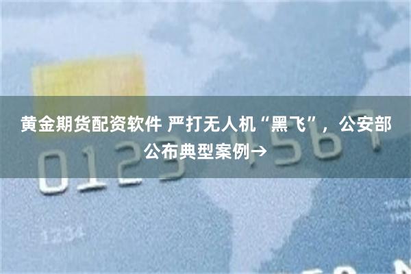 黄金期货配资软件 严打无人机“黑飞”，公安部公布典型案例→