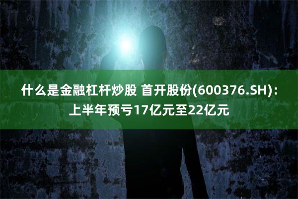 什么是金融杠杆炒股 首开股份(600376.SH)：上半年预亏17亿元至22亿元