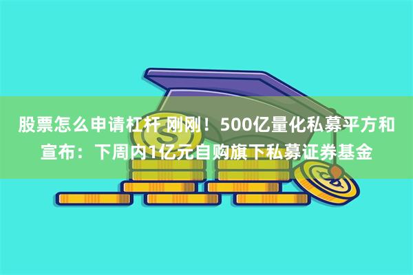 股票怎么申请杠杆 刚刚！500亿量化私募平方和宣布：下周内1亿元自购旗下私募证券基金