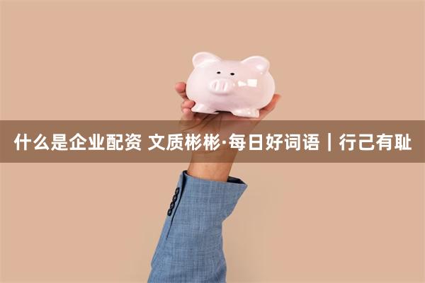 什么是企业配资 文质彬彬·每日好词语｜行己有耻