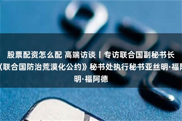 股票配资怎么配 高端访谈丨专访联合国副秘书长、《联合国防治荒漠化公约》秘书处执行秘书亚丝明·福阿德
