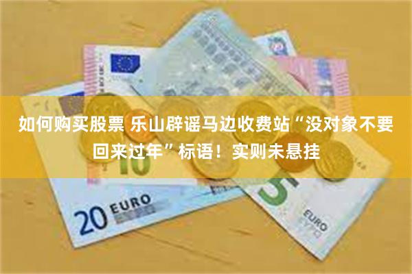 如何购买股票 乐山辟谣马边收费站“没对象不要回来过年”标语！实则未悬挂