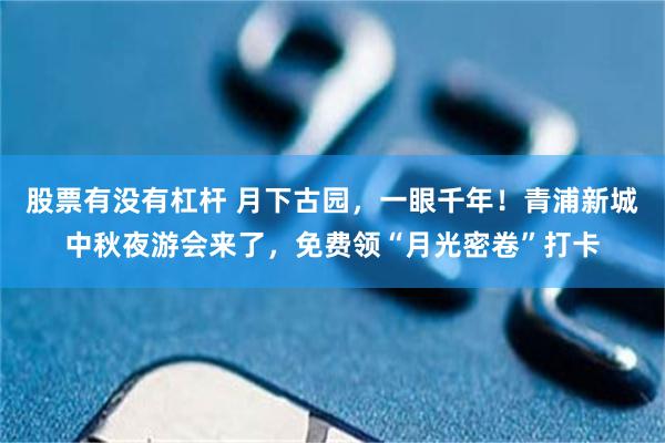 股票有没有杠杆 月下古园，一眼千年！青浦新城中秋夜游会来了，免费领“月光密卷”打卡